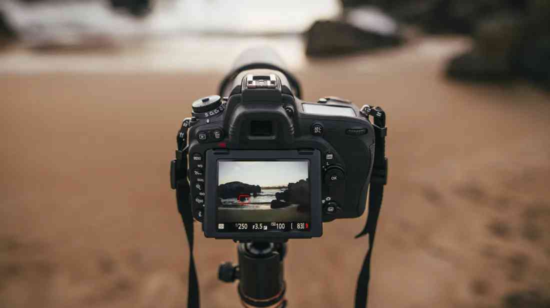 picture of camera on beach