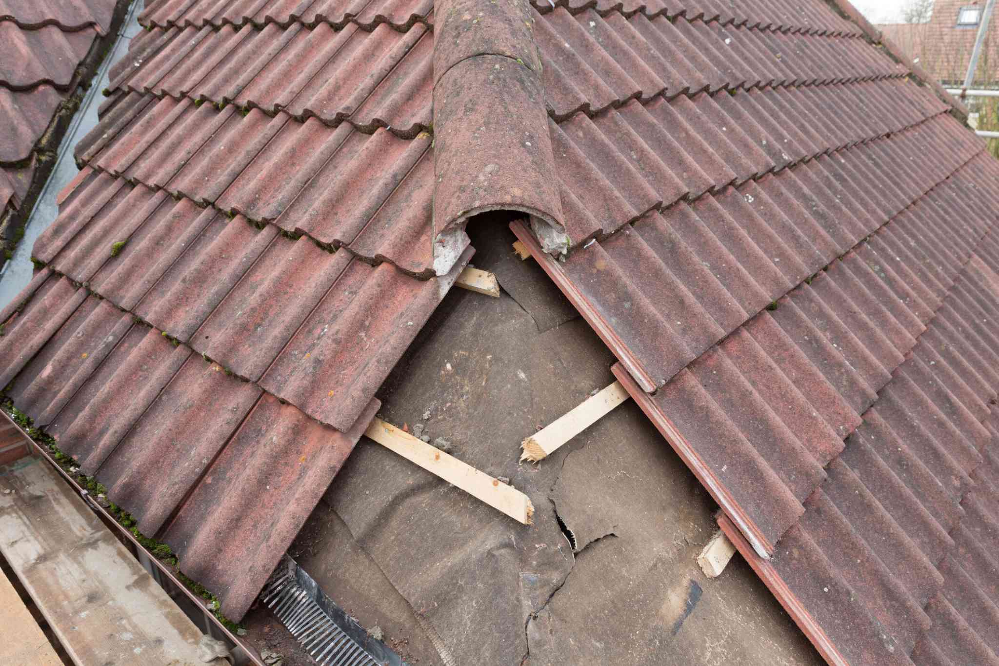 image of damaged rooftop of house