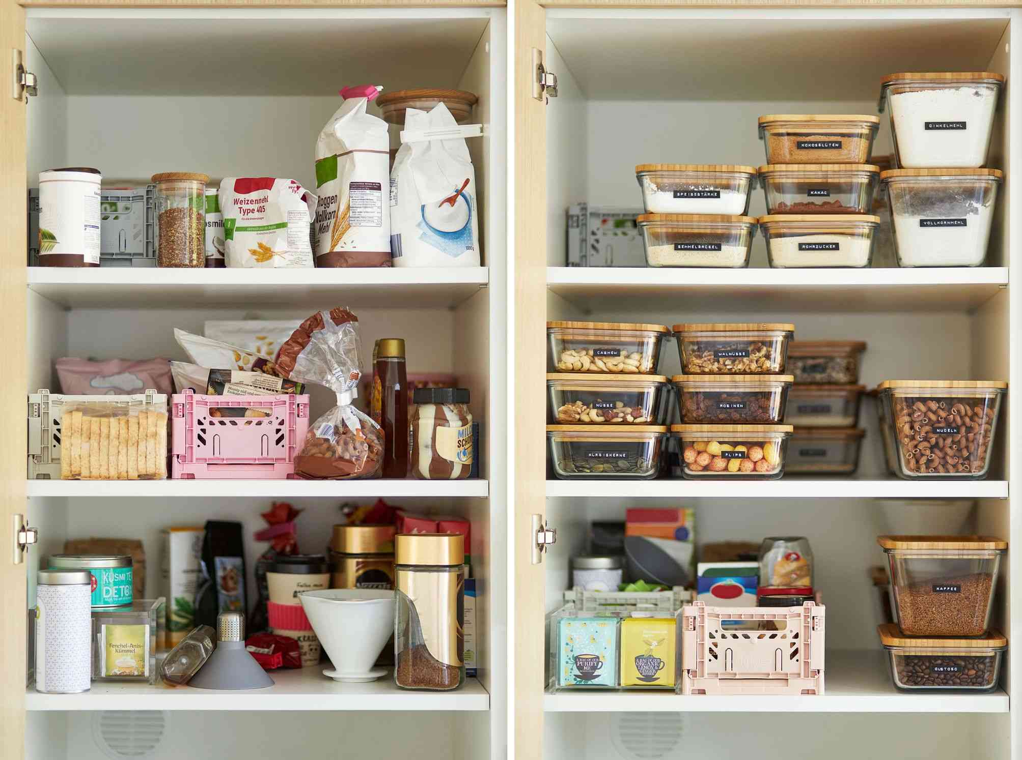 image of cabinet filled with boxes and bottles