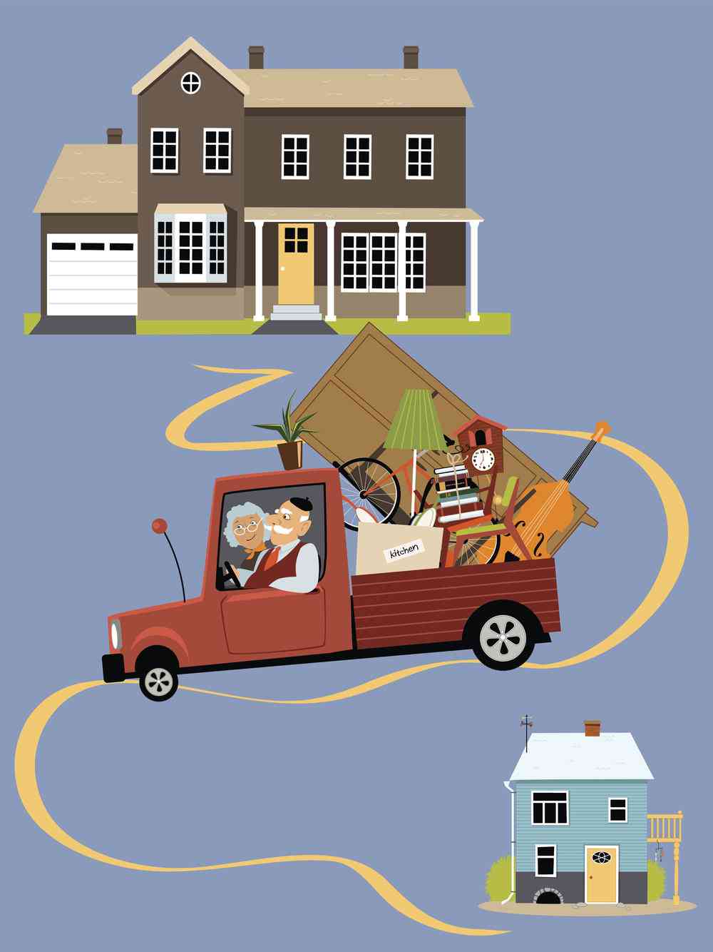 image representing moving from big to small house