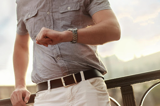 man with wrist watch